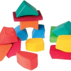 Grimms 15 Waldorf-Bauklötze, Bunt Holzbausteine