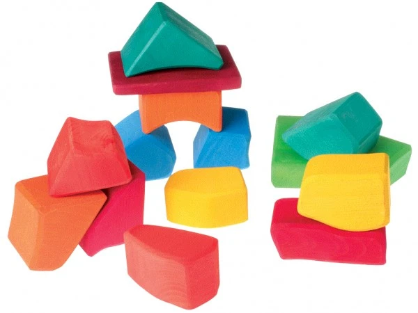 Grimms 15 Waldorf-Bauklötze, Bunt Holzbausteine 3 Grimms 15 Waldorf-Bauklötze, Bunt Holzbausteine