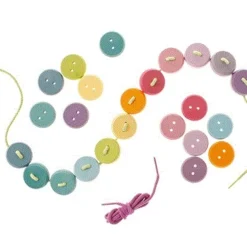 Grimms Fädelspiel 24tlg. Pastell Kleine Holzknöpfe
